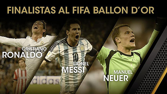 Messi, Ronaldo y Neuer competirán por el Balon de Oro 2014