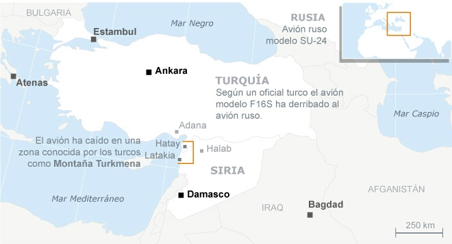 Turquía derribó un avión ruso por volar cielo prohibido
