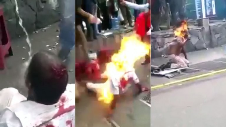 Locura en Venezuela: prenden fuego a un ladrón en Caracas